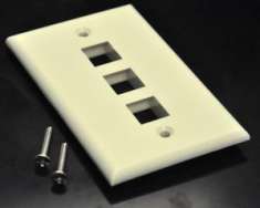 Ivory Color 3 Port Position Economical Plastic Wall Face Plate
