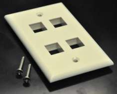 Ivory Color 4 Port Position Economical Plastic Wall Face Plate
