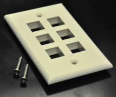 Ivory Color 6 Port Position Economical Plastic Wall Face Plate
