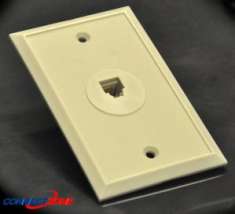 Ivory flush mount rj11 jack telephone wall faceplate
