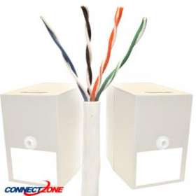 1000 Feet 4 Pair Unshielded Cat5e 350MHz White Ethernet Bulk Cable Wire Spool/Reel