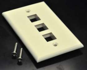 Ivory Color 3 Port Position Economical Plastic Wall Face Plate
