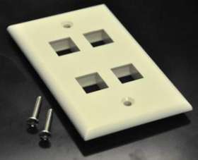 Ivory Color 4 Port Position Economical Plastic Wall Face Plate
