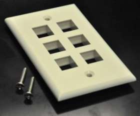 Ivory Color 6 Port Position Economical Plastic Wall Face Plate
