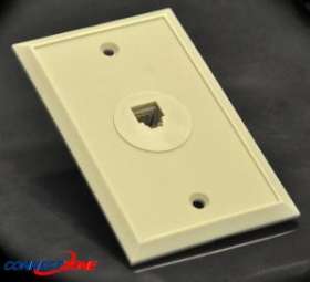Ivory flush mount rj11 jack telephone wall faceplate
