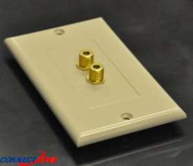 Dual F-style connector ivory wall face plat
