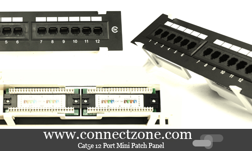 12 port mini patch panel Cat5e 350MHz vertical mount
