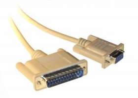CS13-100, AT/HP Serial Cable D9 Female to D25 Male Null Modem